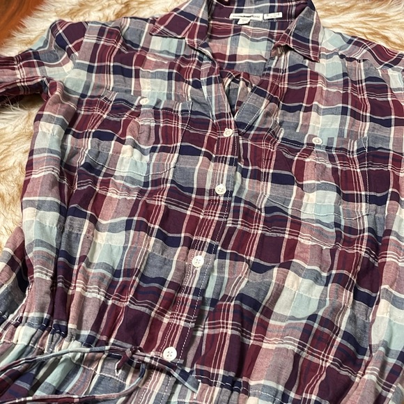 James Perse standard plaid drawstring shirtdress - Picture 7 of 7